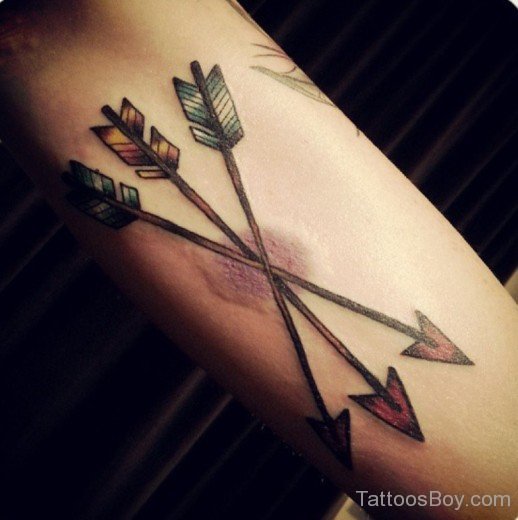 Colorful Arrow Tattoo On Arm -TB1442