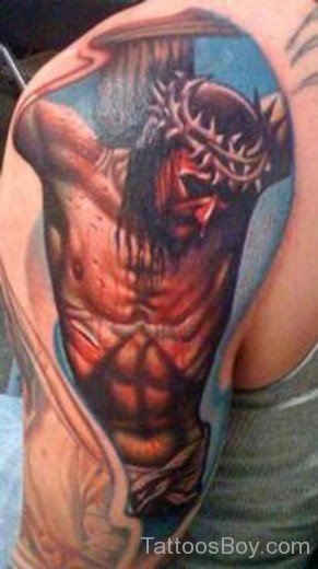 Colorful Jesus Tattoo