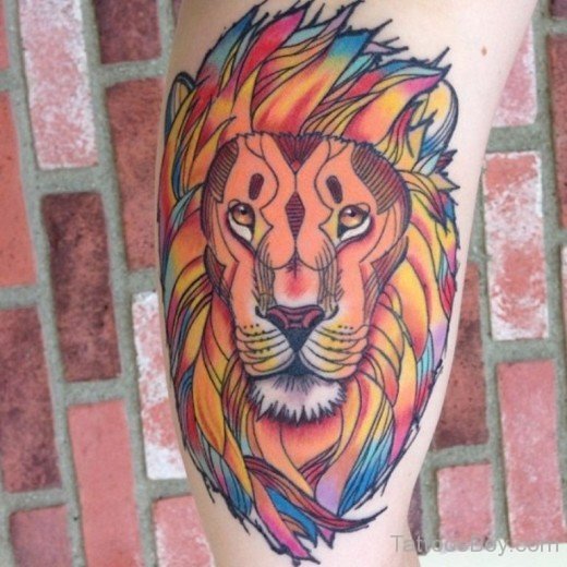 Colorful Lion Head Tattoo