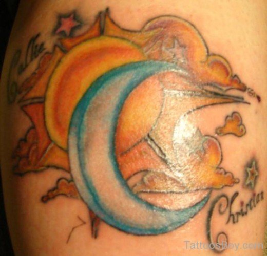 Colorful Moon And Sun Tattoo-TB1021