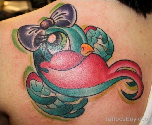 Colorful Sparrow Tattoo On Back-Tb1036
