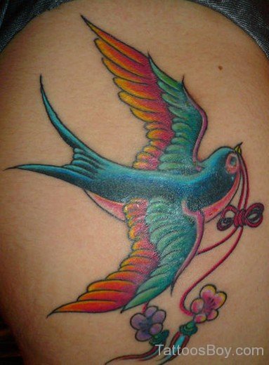 Colorful Sparrow Tattoo On Shoulder-Tb1037