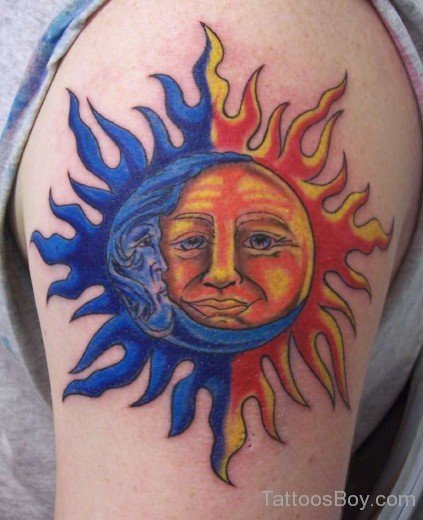 Colorful Sun And Moon Tattoo-TB1022