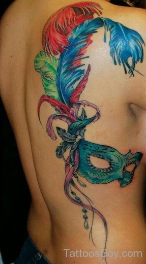 Colorful Venetian Mask Tattoo On Rib-TB1029