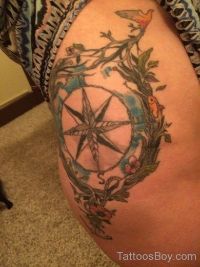 Compass And Bird Tattoo-TB1031