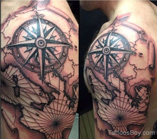 Compass And Map Tattoo 47-TB1032