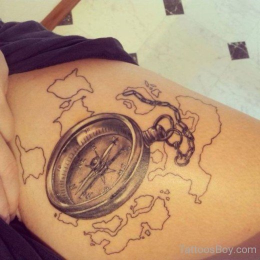 Compass And Map Tattoo 7-TB1030