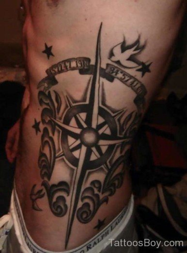 Compass Tattoo On Rib-TB1037