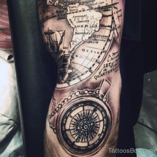Cool Compass And Map Tattoo-TB121