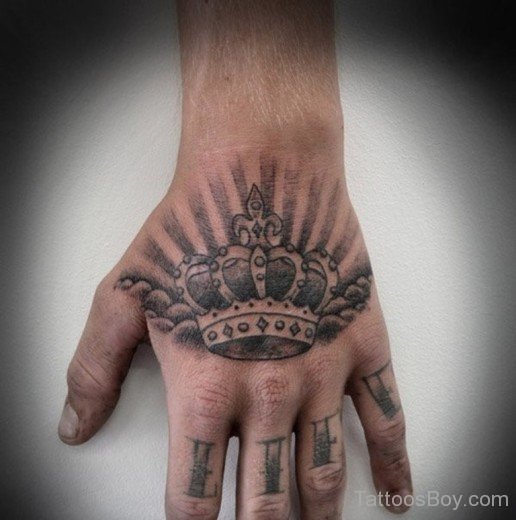 Cool Crown Tattoo On Hand-TB1029