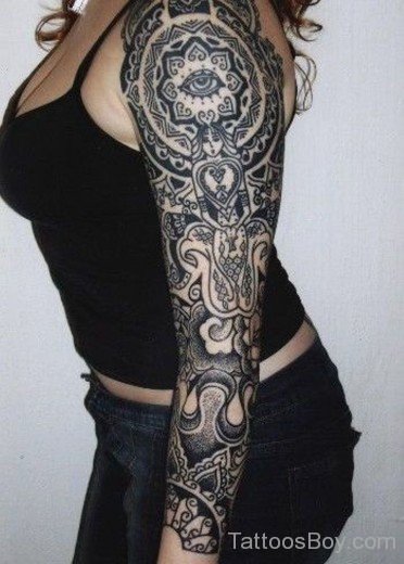 Creative Tibetan Tattoos On Full Sleeve-TB120