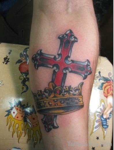 Cross And Crown Tattoo design-TB1031