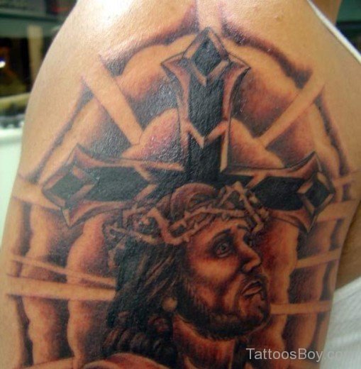 Cross And Jesus Tattoo Design-TB14037
