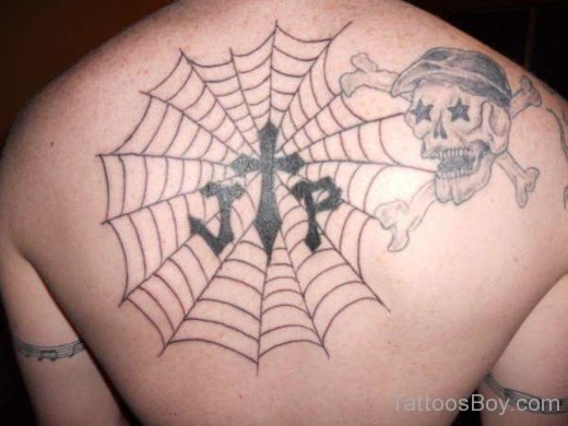 Cross And Spiderweb Tattoo-TB114