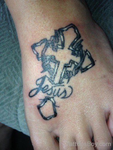 Cross Tattoo On Foot
