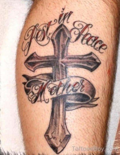 Cross Tattoo On Leg