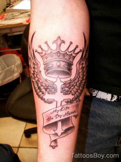 Crown And Cross Tattoo-TB1036