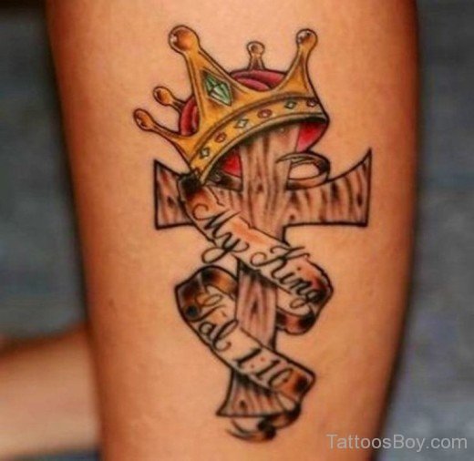 Crown And Cross Tattoo-TB1417