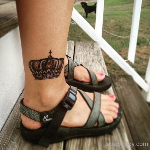 Crown Tattoo Design On Ankle-TB1047