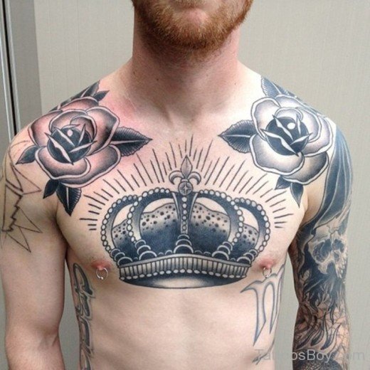 Crown Tattoo Design On Chest 2-TB1053