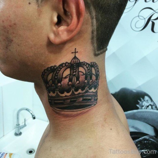 Crown Tattoo On Neck-TB1058
