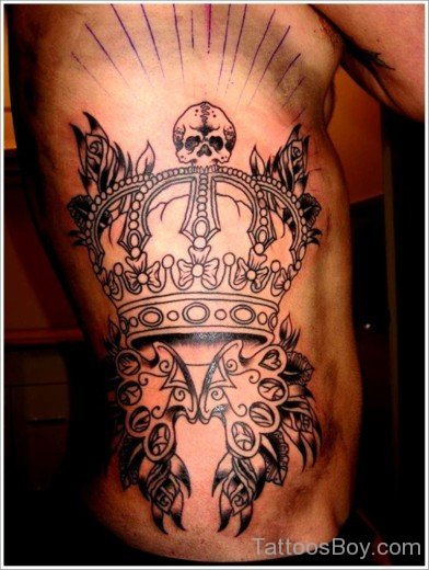 Crown Tattoo Design On Rib-TB1059