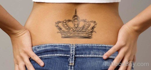 Crown Tattoo On Lower Back-TB1073