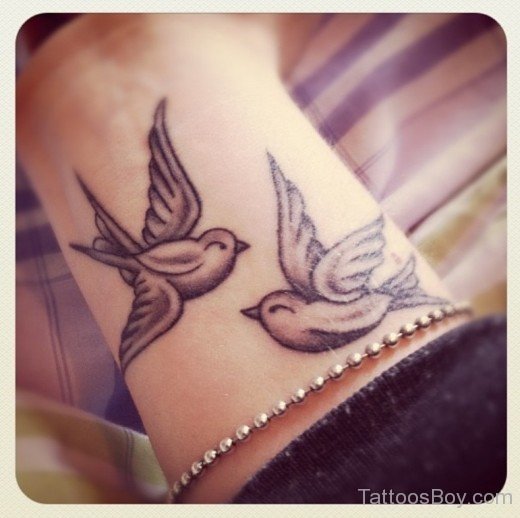 Cute Sparrows Tattoo On Wrist-Tb1043