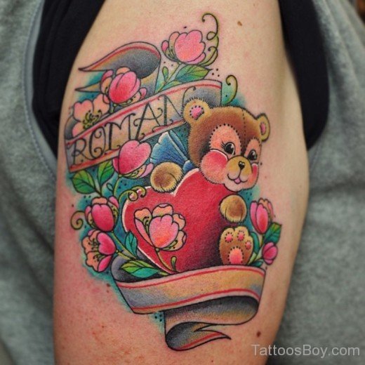 Cute Teddy Bear Tattoo-TB123