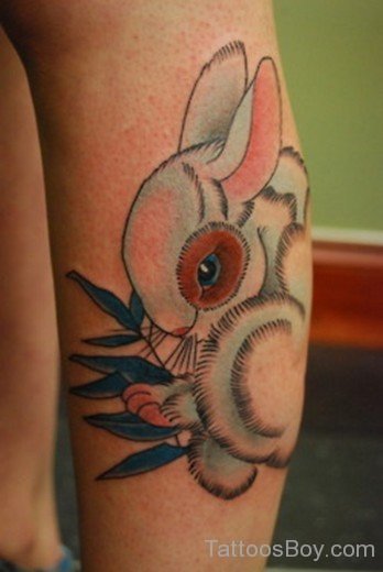 Cute White Rabbit Tattoo-TB142