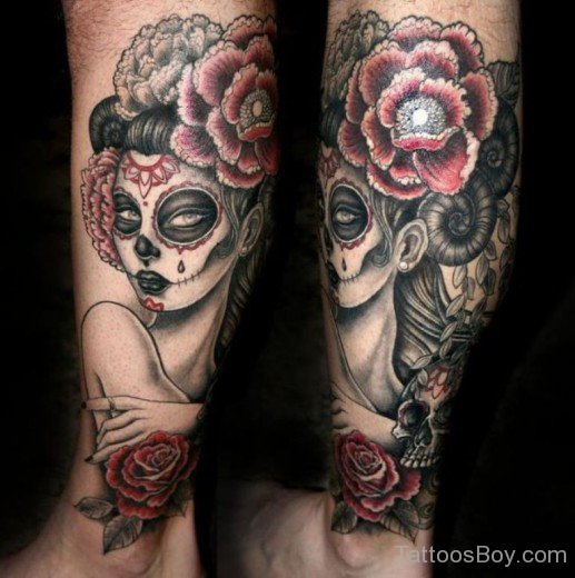 Devil Girl Tattoo On Leg-TB12051