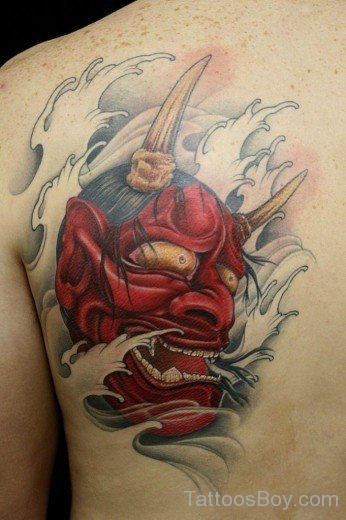 Devil Mask Tattoo On Back-TB114