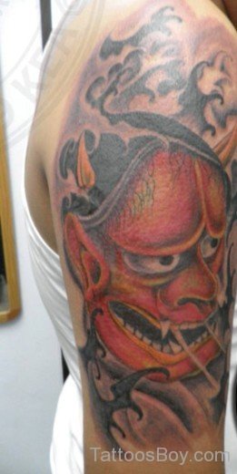 Devil Tattoo On Bicep 