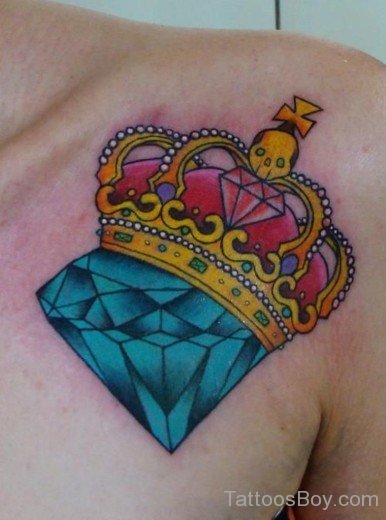 Diamond And Crown Tattoo On Chest-TB1084