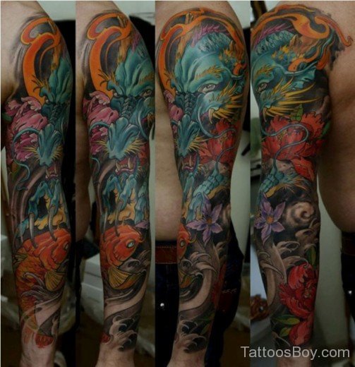 Dragon And Leaf Tattoo-