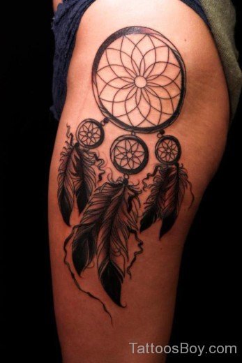 Dreamcatcher Tattoo Design On Thigh-TB12055