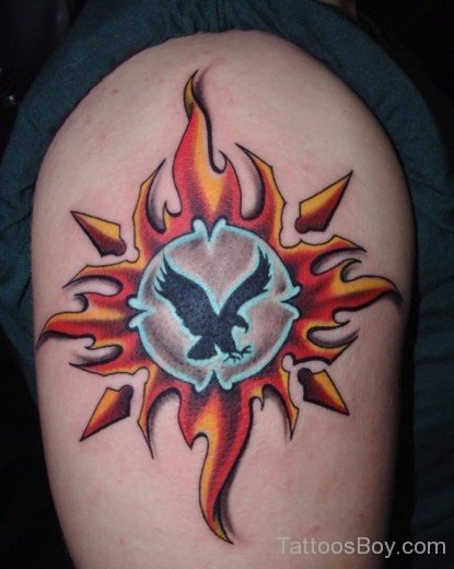 Eagle In Tribal Sun Tattoo-TB1029