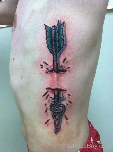 Elegant Arrow Tattoo On Rib -TB1446