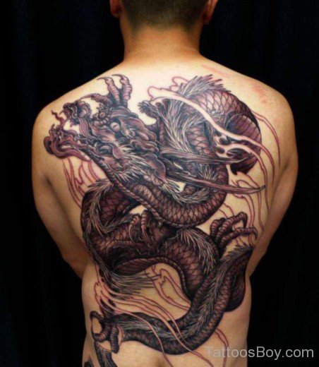 Elegant Dragon Tattoo On BAck-TB1423