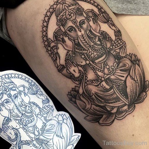 Elegant Ganesha Tattoo 7-TB1037