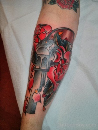 Elegant Gun Tattoo Design