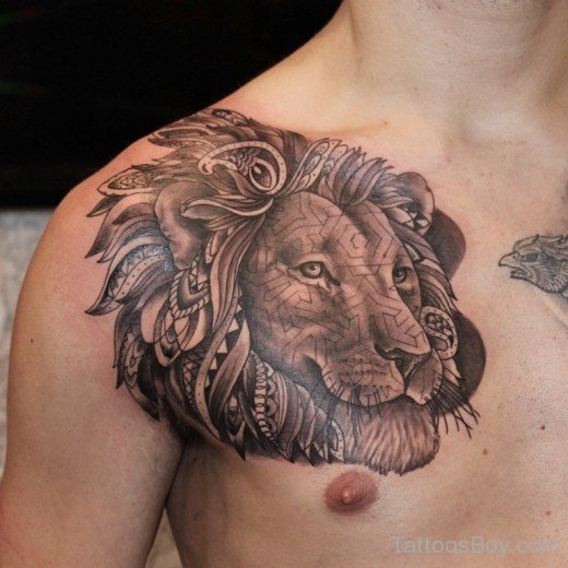Elegant Lion Tattoo On Chest-TB1029