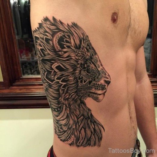 Elegant Lion Tattoo On Rib-TB1030