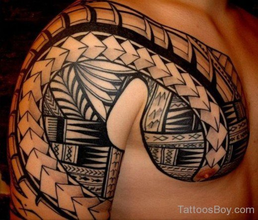 Elegant Maori Tribal Tattoo On Chest-TB1057