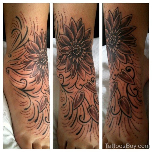 Elegant Sunflower Tattoo On Foot-TB1227