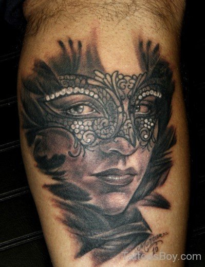 Elegant Venetian Mask Tattoo Design-TB1047