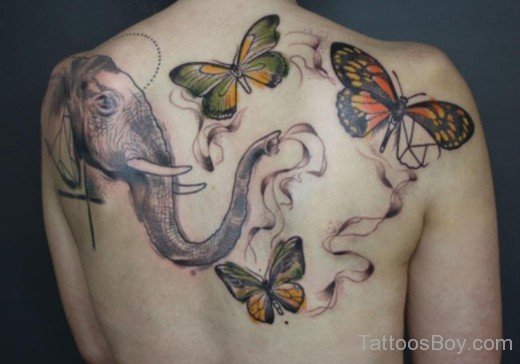 Elephant And Butterfly Tattoo-TB1036