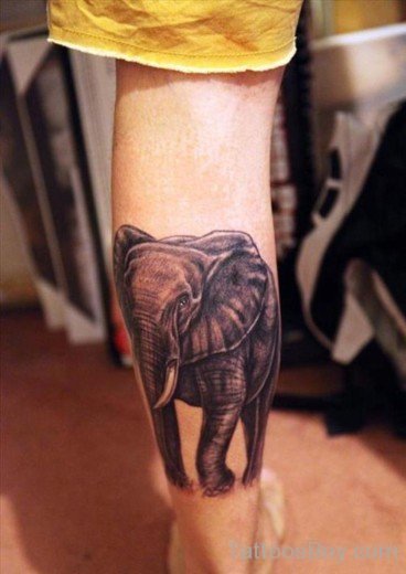 Elephant Tattoo Design On Leg-TB1037