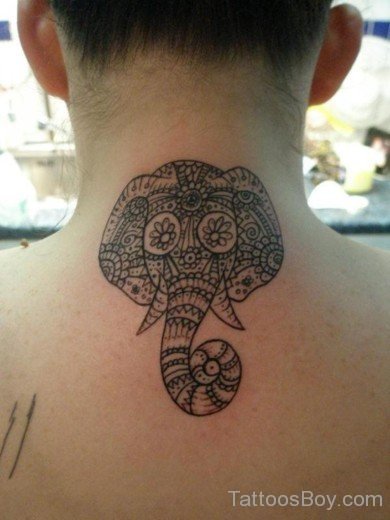 Elephant Tattoo On Nape-TB1040