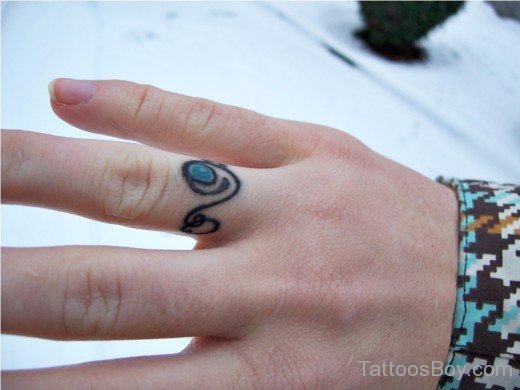 Engagement Ring Tattoo On Finger-TB126